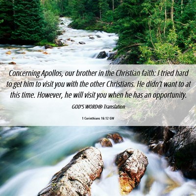 Picture 06 - 1 Corinthians 16:12 GW - Concerning Apollos, our brother in the Christian - Bible Verse Picture