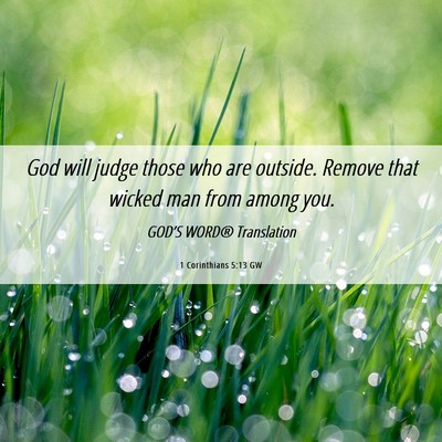 Picture 06 - 1 Corinthians 5:13 GW - God will judge those who are outside. Remove that - Bible Verse Picture