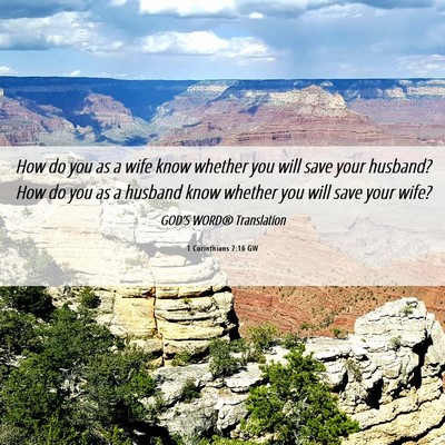 Picture 06 - 1 Corinthians 7:16 GW - How do you as a wife know whether you will save - Bible Verse Picture
