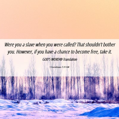 Picture 06 - 1 Corinthians 7:21 GW - Were you a slave when you were called? That - Bible Verse Picture