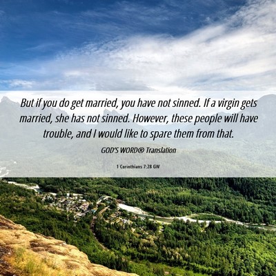 Picture 06 - 1 Corinthians 7:28 GW - But if you do get married, you have not sinned. - Bible Verse Picture