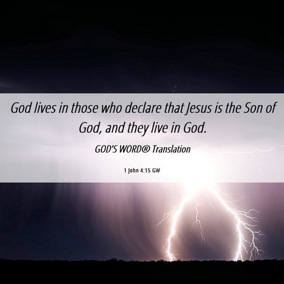 Picture 06 - 1 John 4:15 GW - God lives in those who declare that Jesus is the - Bible Verse Picture