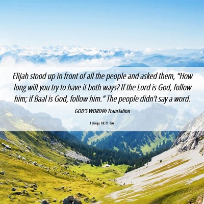 Picture 06 - 1 Kings 18:21 GW - Elijah stood up in front of all the people and - Bible Verse Picture