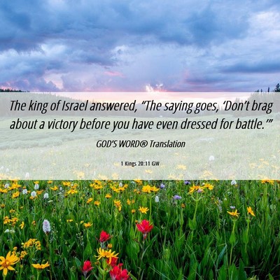 Picture 06 - 1 Kings 20:11 GW - The king of Israel answered, “The saying goes, - Bible Verse Picture
