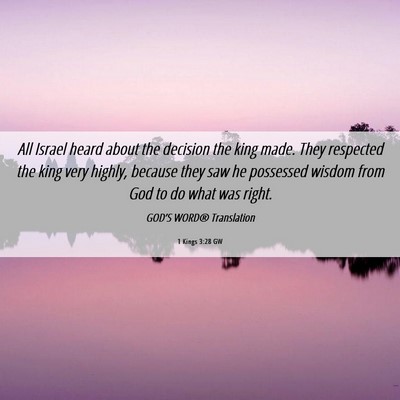 Picture 06 - 1 Kings 3:28 GW - All Israel heard about the decision the king - Bible Verse Picture