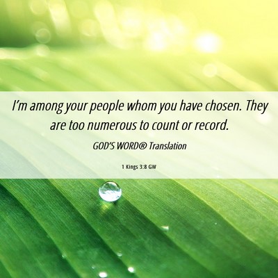 Picture 06 - 1 Kings 3:8 GW - I’m among your people whom you have chosen. - Bible Verse Picture