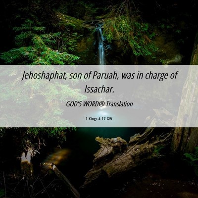 Picture 06 - 1 Kings 4:17 GW - Jehoshaphat, son of Paruah, was in charge of - Bible Verse Picture