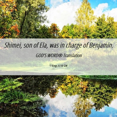 Picture 06 - 1 Kings 4:18 GW - Shimei, son of Ela, was in charge of - Bible Verse Picture