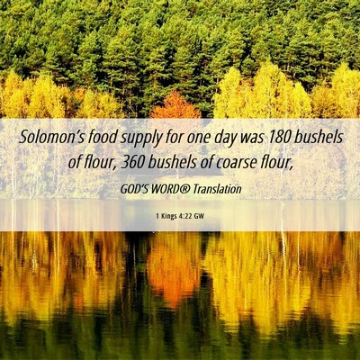 Picture 06 - 1 Kings 4:22 GW - Solomon’s food supply for one day was 180 - Bible Verse Picture