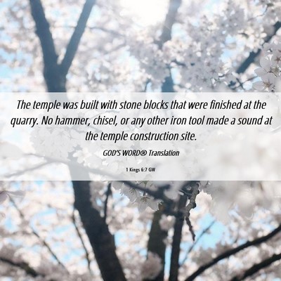 Picture 06 - 1 Kings 6:7 GW - The temple was built with stone blocks that were - Bible Verse Picture
