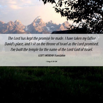 Picture 06 - 1 Kings 8:20 GW - The Lord has kept the promise he made. I have - Bible Verse Picture