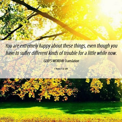 Picture 06 - 1 Peter 1:6 GW - You are extremely happy about these things, even - Bible Verse Picture