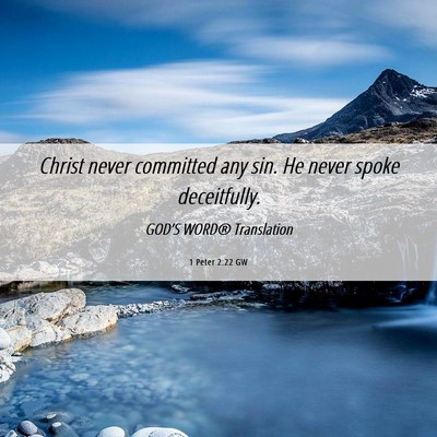 Picture 06 - 1 Peter 2:22 GW - Christ never committed any sin. He never spoke - Bible Verse Picture