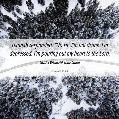 Picture 06 - 1 Samuel 1:15 GW - Hannah responded, “No sir. I’m not drunk. - Bible Verse Picture