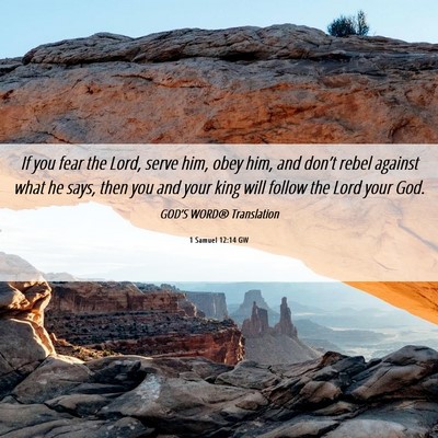 Picture 06 - 1 Samuel 12:14 GW - If you fear the Lord, serve him, obey him, and - Bible Verse Picture