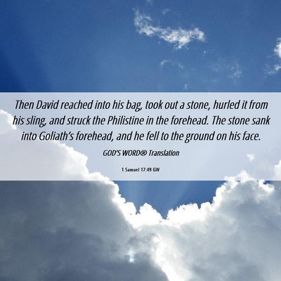 Picture 06 - 1 Samuel 17:49 GW - Then David reached into his bag, took out a - Bible Verse Picture