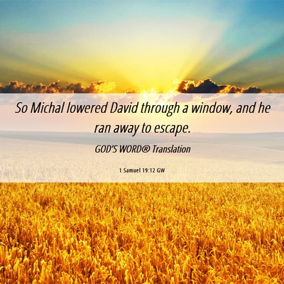 Picture 06 - 1 Samuel 19:12 GW - So Michal lowered David through a window, and he - Bible Verse Picture