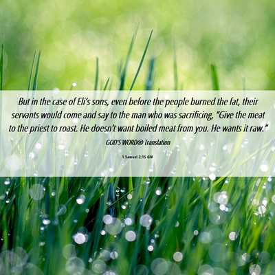 Picture 06 - 1 Samuel 2:15 GW - But in the case of Eli’s sons, even before the - Bible Verse Picture