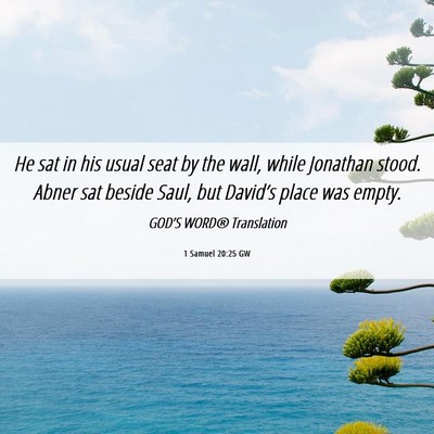 Picture 06 - 1 Samuel 20:25 GW - He sat in his usual seat by the wall, while - Bible Verse Picture