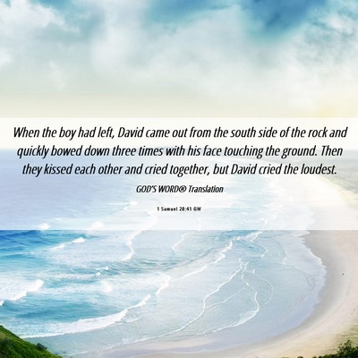 Picture 06 - 1 Samuel 20:41 GW - When the boy had left, David came out from the - Bible Verse Picture