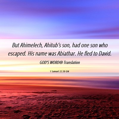 Picture 06 - 1 Samuel 22:20 GW - But Ahimelech, Ahitub’s son, had one son who - Bible Verse Picture