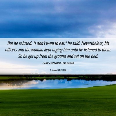 Picture 06 - 1 Samuel 28:23 GW - But he refused. “I don’t want to eat,” he - Bible Verse Picture