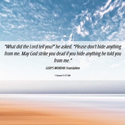 Picture 06 - 1 Samuel 3:17 GW - “What did the Lord tell you?” he asked. - Bible Verse Picture