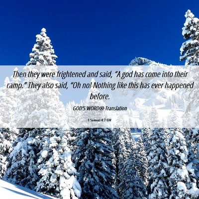 Picture 06 - 1 Samuel 4:7 GW - Then they were frightened and said, “A god has - Bible Verse Picture
