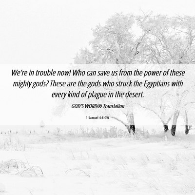 Picture 06 - 1 Samuel 4:8 GW - We’re in trouble now! Who can save us from the - Bible Verse Picture