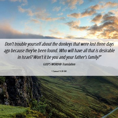 Picture 06 - 1 Samuel 9:20 GW - Don’t trouble yourself about the donkeys that - Bible Verse Picture