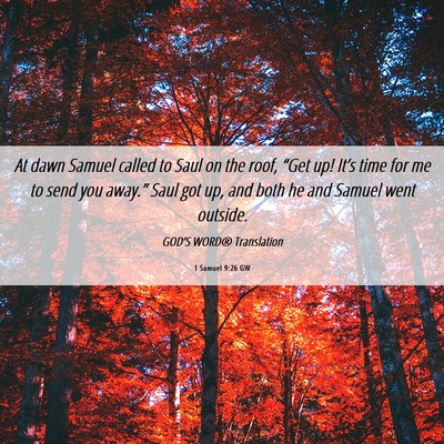 Picture 06 - 1 Samuel 9:26 GW - At dawn Samuel called to Saul on the roof, “Get - Bible Verse Picture