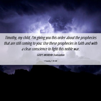 Picture 06 - 1 Timothy 1:18 GW - Timothy, my child, I’m giving you this order - Bible Verse Picture