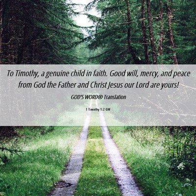 Picture 06 - 1 Timothy 1:2 GW - To Timothy, a genuine child in faith. Good will, - Bible Verse Picture