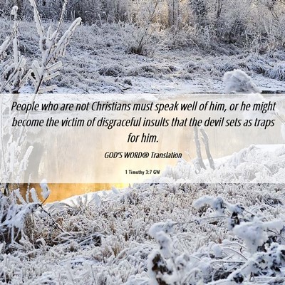 Picture 06 - 1 Timothy 3:7 GW - People who are not Christians must speak well of - Bible Verse Picture
