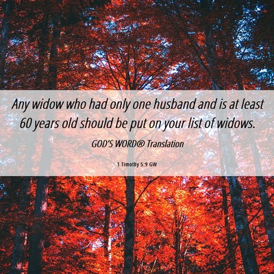 Picture 06 - 1 Timothy 5:9 GW - Any widow who had only one husband and is at - Bible Verse Picture