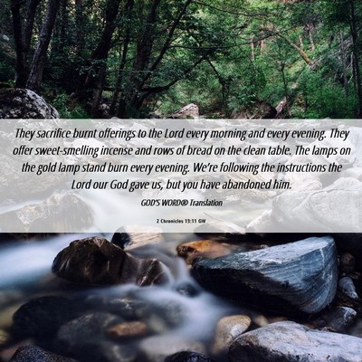 Picture 06 - 2 Chronicles 13:11 GW - They sacrifice burnt offerings to the Lord every - Bible Verse Picture