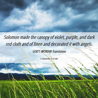Picture 06 - 2 Chronicles 3:14 GW - Solomon made the canopy of violet, purple, and - Bible Verse Picture