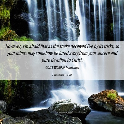 Picture 06 - 2 Corinthians 11:3 GW - However, I’m afraid that as the snake deceived - Bible Verse Picture