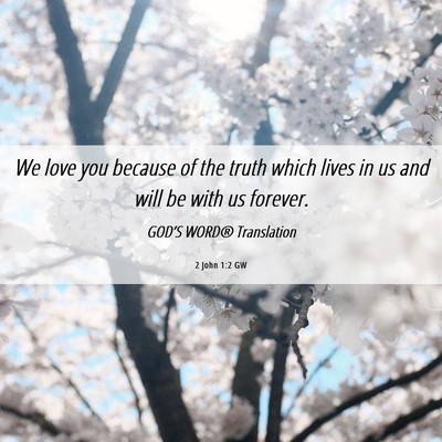Picture 06 - 2 John 1:2 GW - We love you because of the truth which lives in - Bible Verse Picture