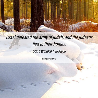 Picture 06 - 2 Kings 14:12 GW - Israel defeated the army of Judah, and the - Bible Verse Picture