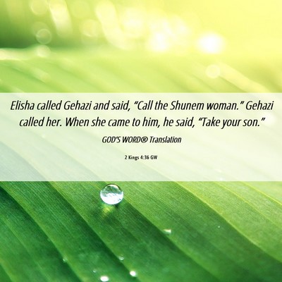 Picture 06 - 2 Kings 4:36 GW - Elisha called Gehazi and said, “Call the Shunem - Bible Verse Picture