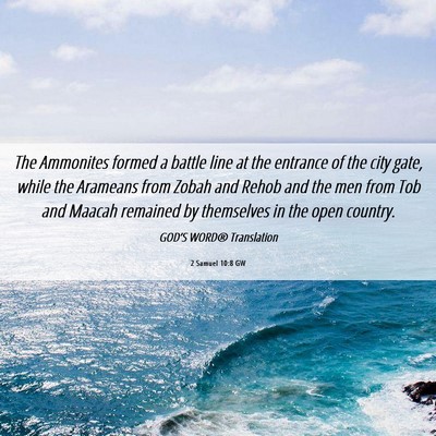 Picture 06 - 2 Samuel 10:8 GW - The Ammonites formed a battle line at the - Bible Verse Picture