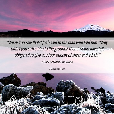 Picture 06 - 2 Samuel 18:11 GW - “What! You saw that!” Joab said to the man - Bible Verse Picture