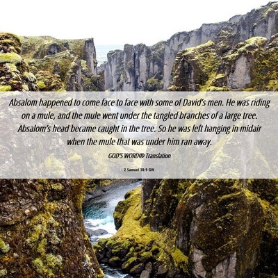 Picture 06 - 2 Samuel 18:9 GW - Absalom happened to come face to face with some - Bible Verse Picture