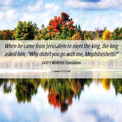 Picture 06 - 2 Samuel 19:25 GW - When he came from Jerusalem to meet the king, the - Bible Verse Picture
