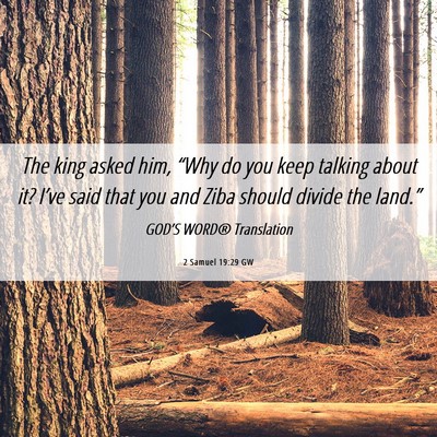 Picture 06 - 2 Samuel 19:29 GW - The king asked him, “Why do you keep talking - Bible Verse Picture