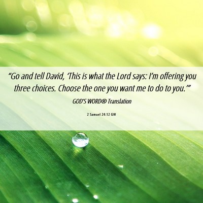 Picture 06 - 2 Samuel 24:12 GW - “Go and tell David, ‘This is what the Lord - Bible Verse Picture
