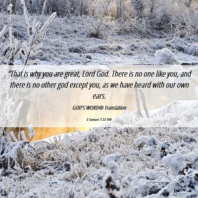 Picture 06 - 2 Samuel 7:22 GW - “That is why you are great, Lord God. There is - Bible Verse Picture