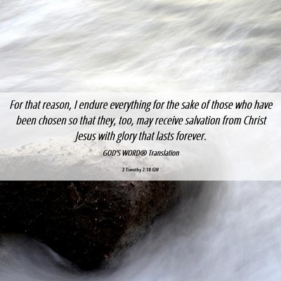 Picture 06 - 2 Timothy 2:10 GW - For that reason, I endure everything for the sake - Bible Verse Picture