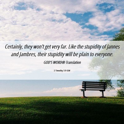 Picture 06 - 2 Timothy 3:9 GW - Certainly, they won’t get very far. Like the - Bible Verse Picture